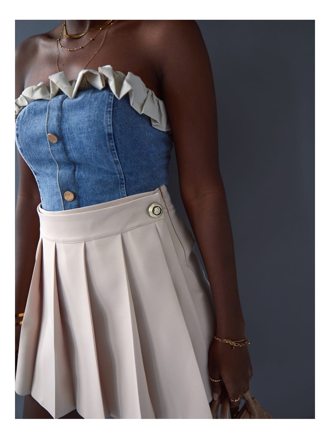 Pleated skirt and shorts, light beige SF10 - Online store - Boutique